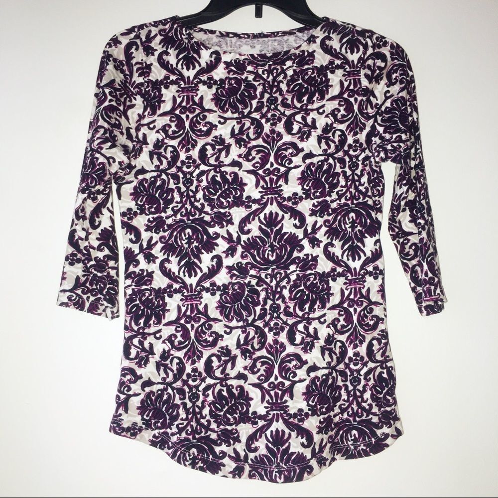 — Cleo — S/P‎ Purple & White Patterned Top